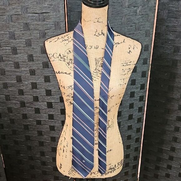 Christian Dior Monsieur Blue Striped Tie - Picture 1 of 7